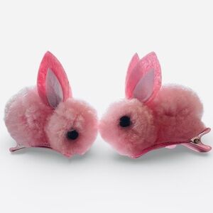Pink Bunny Alligator Clip Set New